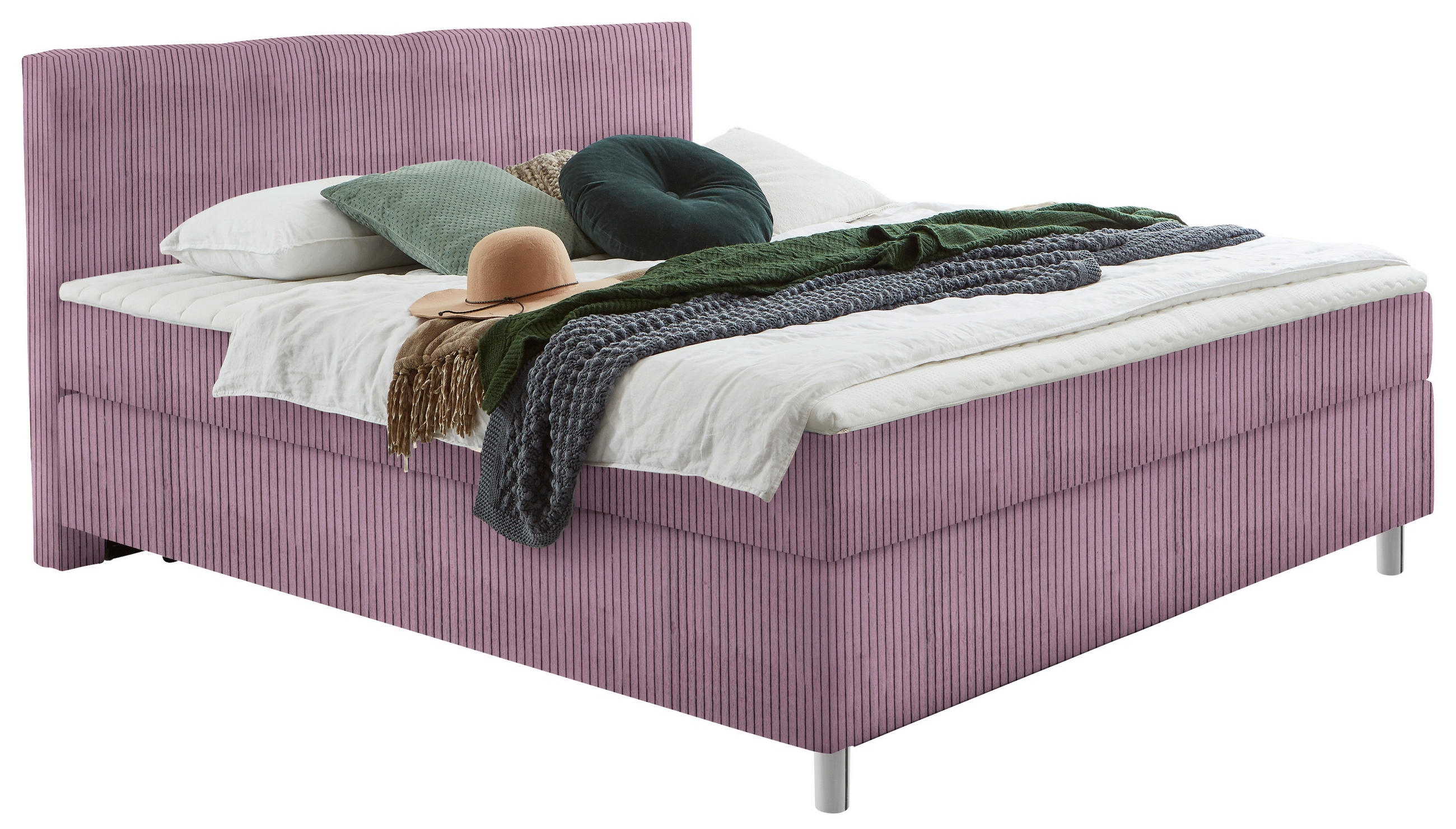 BOXSPRINGBETT 140/200 cm  in Lila  - Chromfarben/Lila, Konventionell, Kunststoff/Textil (140/200cm) - Hom`in