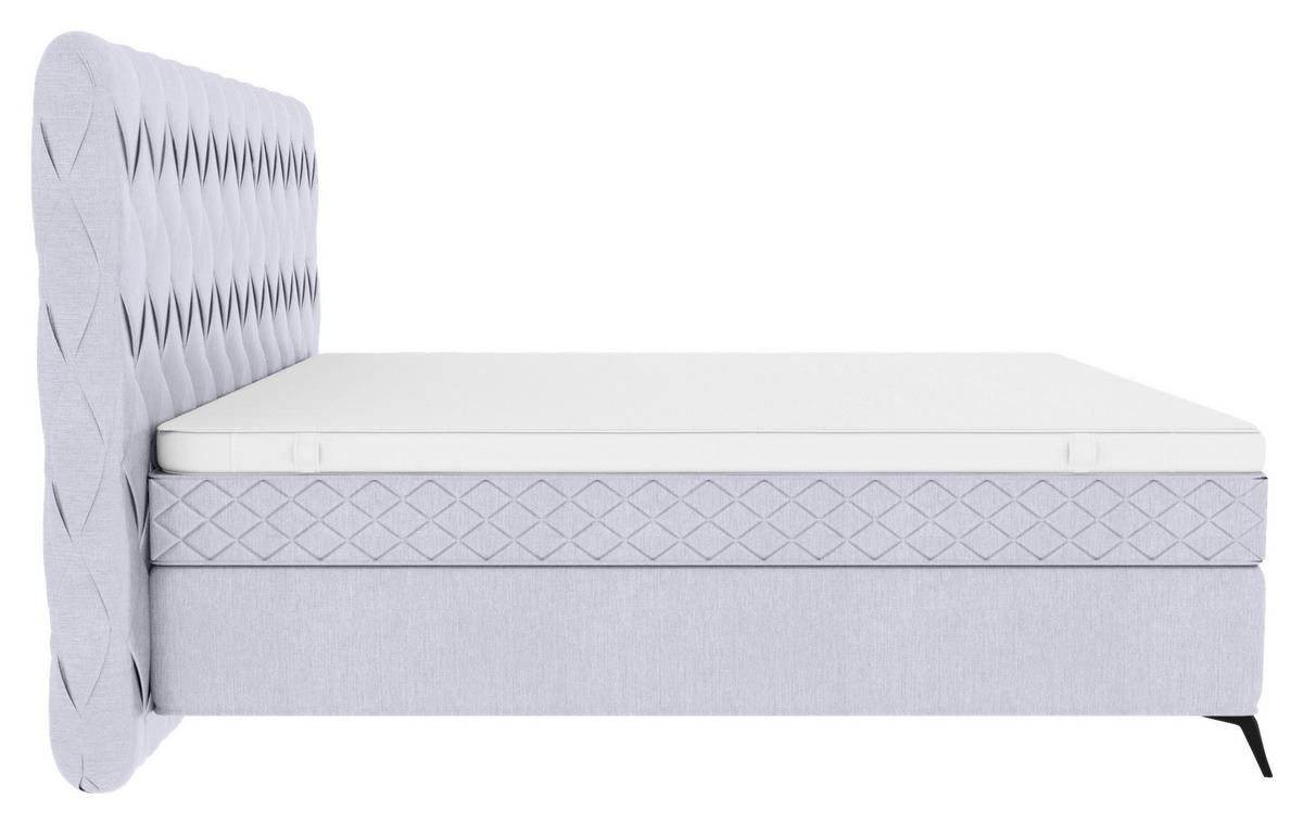 BOXSPRINGBETT 180/200 cm  in Hellgrau  - Hellgrau/Schwarz, Design, Textil/Metall (180/200cm) - Boxxx