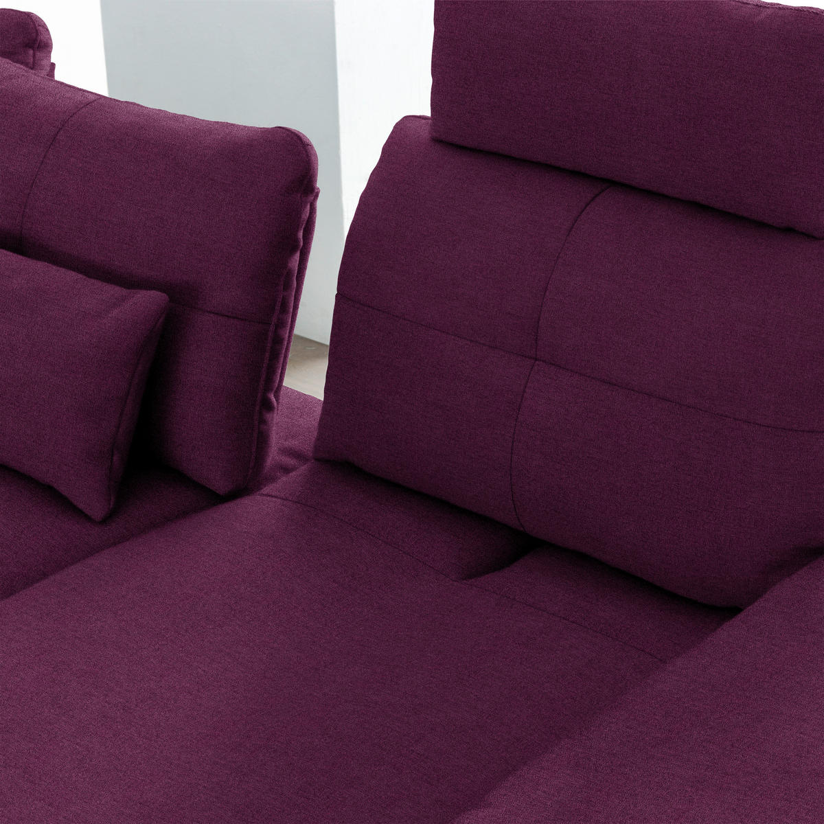 ECKSOFA in Flachgewebe Violett  - Violett/Schwarz, Design, Textil/Metall (271/344cm) - Chilliano