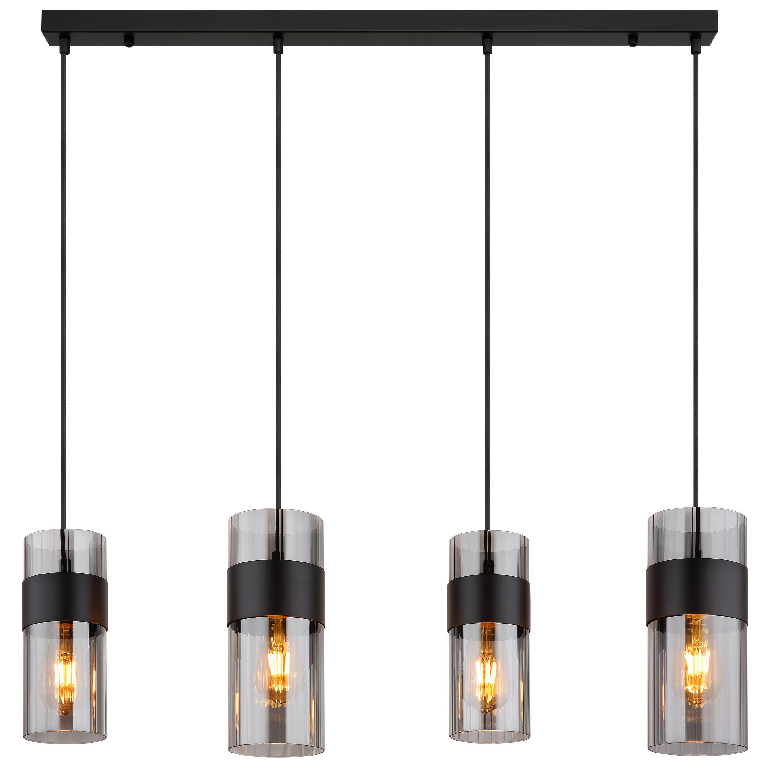 HÄNGELEUCHTE 92/12,3/150 cm    - Schwarz, Design, Glas/Textil (92/12,3/150cm) - Globo