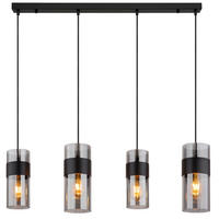 HÄNGELEUCHTE 92/12,3/150 cm    - Schwarz, Design, Glas/Textil (92/12,3/150cm) - Globo