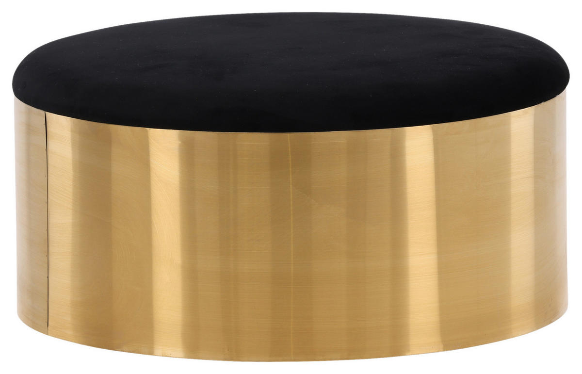 HOCKER Samt Schwarz, Goldfarben  - Goldfarben/Schwarz, Design, Textil/Metall (45/46/45cm) - Livetastic