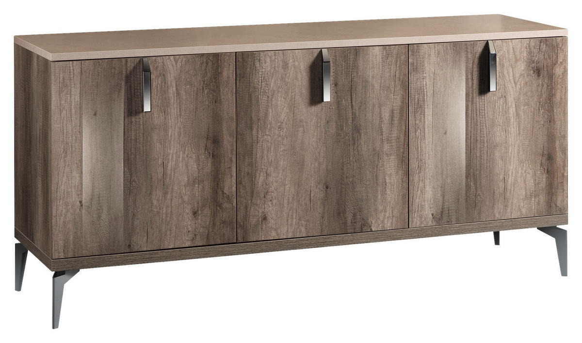 TÁLALÓSZEKRÉNY 138/78/41 cm  - tölgyfa színű/mokka, Basics, faalapú anyag/fém (138/78/41cm) - Novel