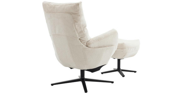 RELAXSESSELSET Cord Relaxfunktion, Hocker - Beige/Schwarz, Design, Textil/Metall (77/100/78cm) - Carryhome