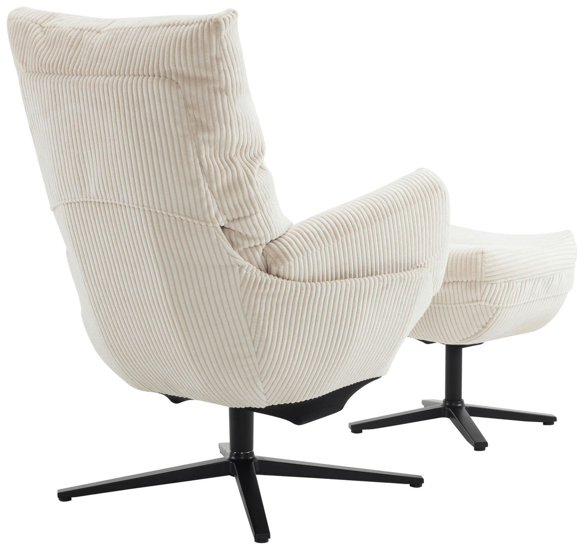 RELAXSESSELSET Cord Relaxfunktion, Hocker    - Beige/Schwarz, Design, Textil/Metall (77/100/78cm) - Carryhome