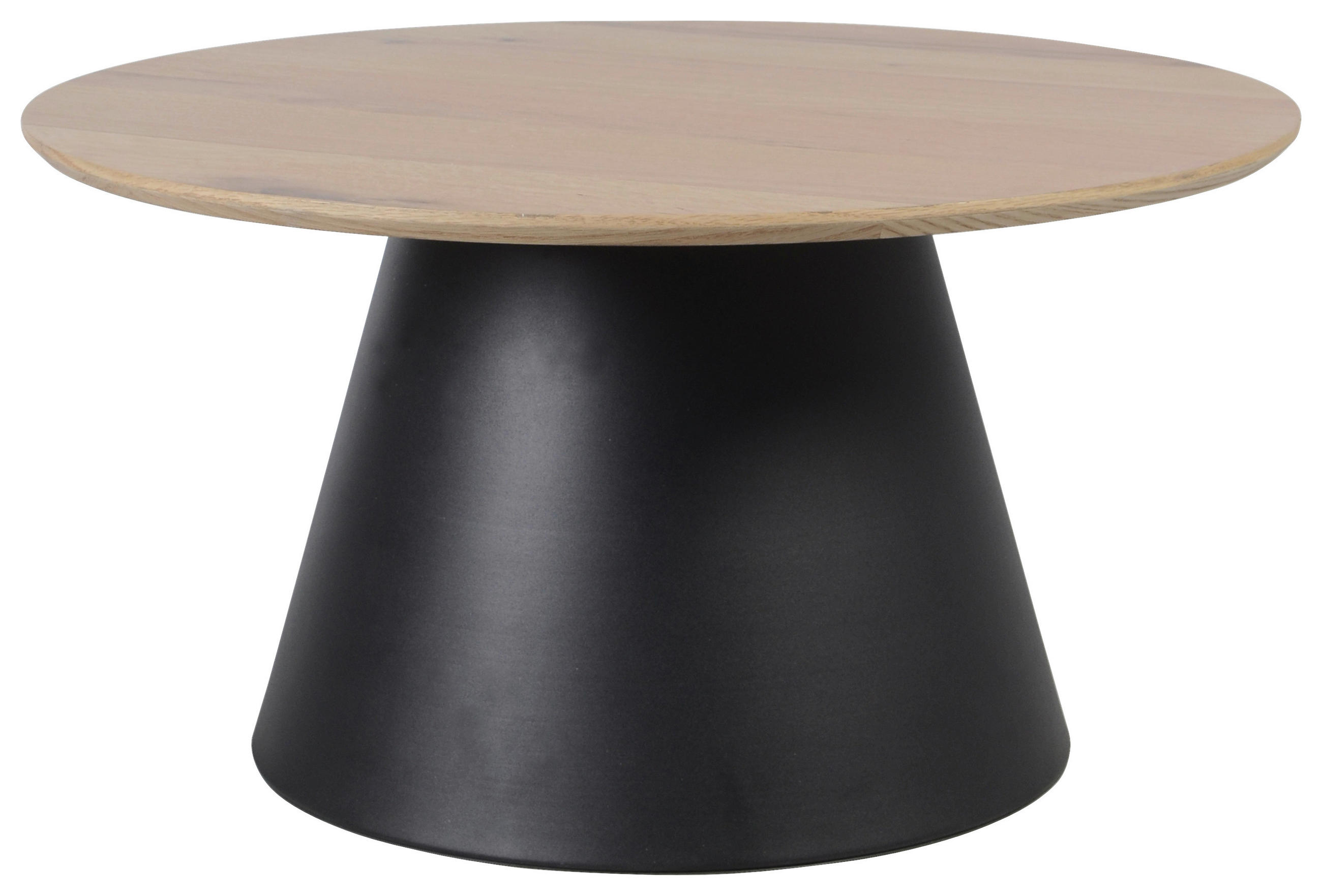 COUCHTISCH Eiche furniert 78/78/41 cm rund Schwarz, Eichefarben  - Eichefarben/Schwarz, KONVENTIONELL, Holz/Metall (78/78/41cm) - Stylife