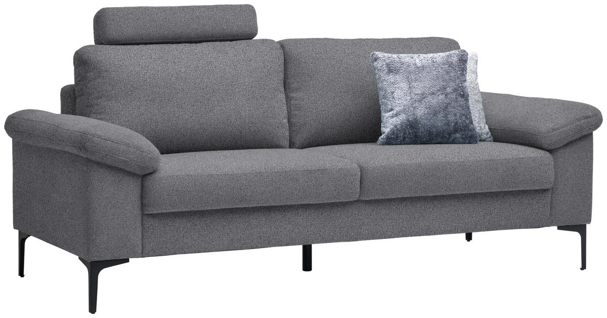 2,5-SITZER in Flachgewebe Grau  - Schwarz/Grau, Design, Textil/Metall (206/86/97cm) - Pure Home Lifestyle
