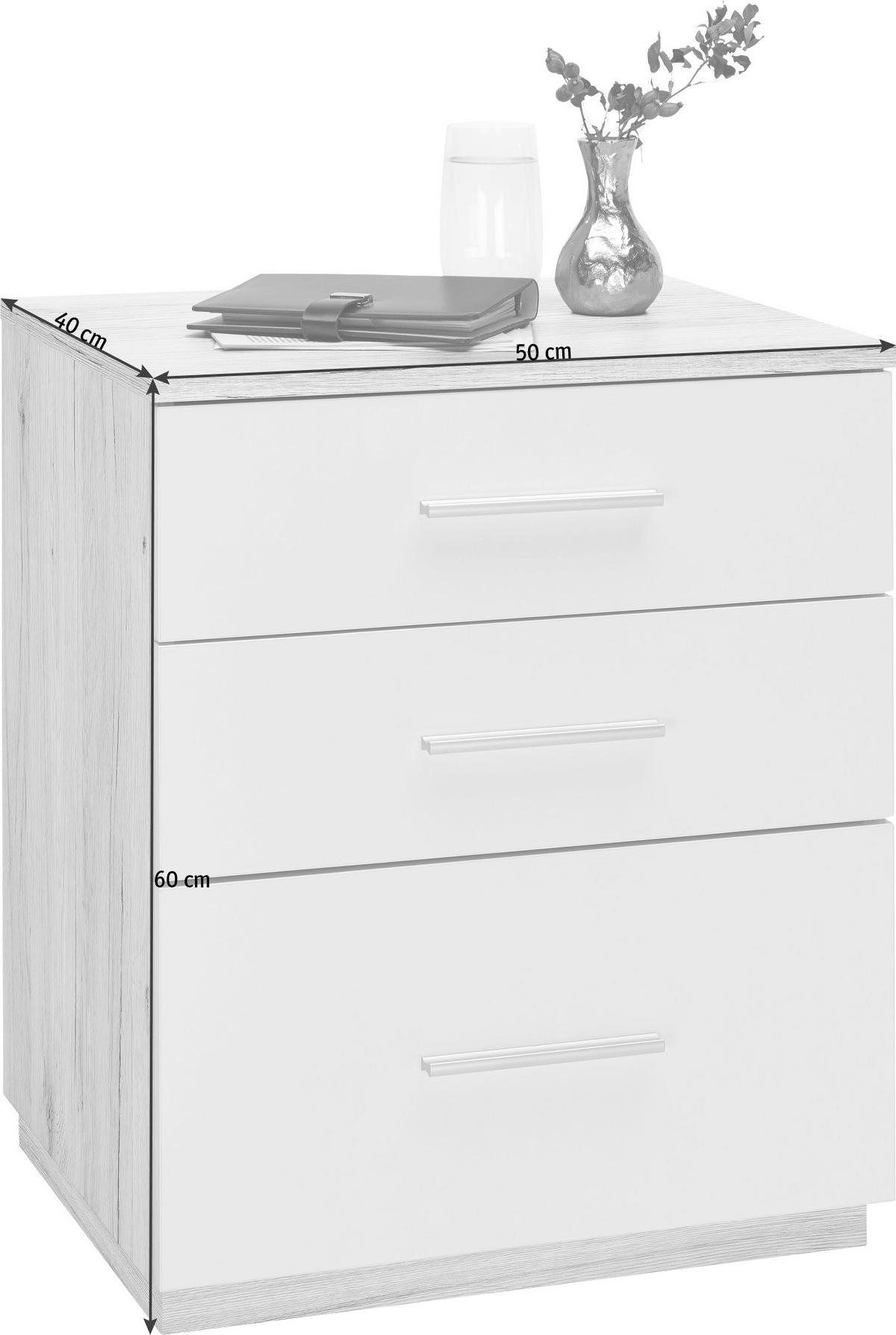 NOĆNI ORMARIĆ bijela, boje hrasta   - bijela/boje hrasta, Design, drvni materijal/plastika (50/60/40cm) - Carryhome