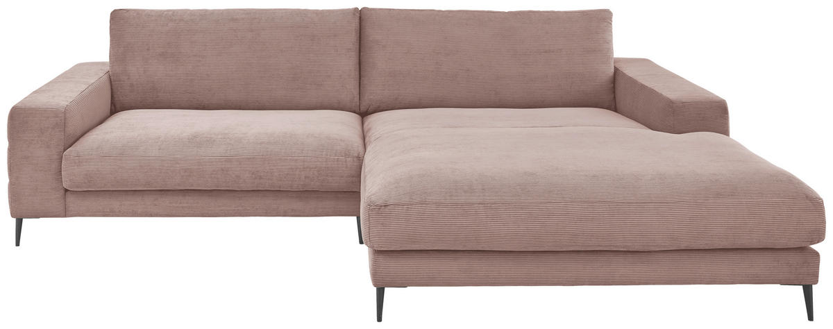 ECKSOFA in Feincord Altrosa  - Schwarz/Altrosa, Design, Textil/Metall (293/207cm) - Dieter Knoll