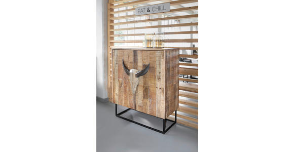 HIGHBOARD Mangoholz massiv Braun, Naturfarben, Schwarz Rückwand, Einlegeböden, Füße  - Beige/Dunkelbraun, LIFESTYLE, Holz/Holzwerkstoff (100/120/50cm) - Landscape