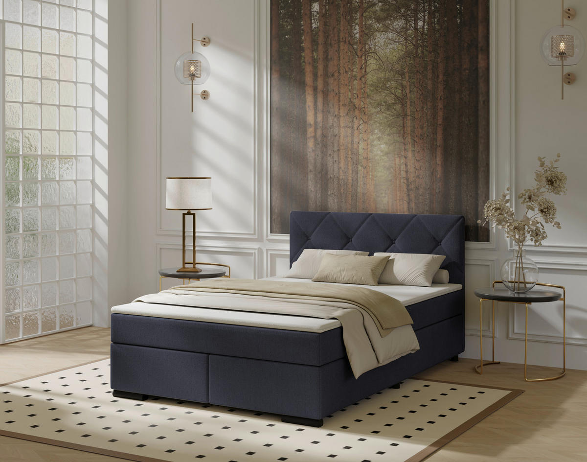 BOXSPRINGBETT 140/200 cm  in Anthrazit  - Anthrazit/Schwarz, MODERN, Karton/Holz (140/200cm) - MID.YOU