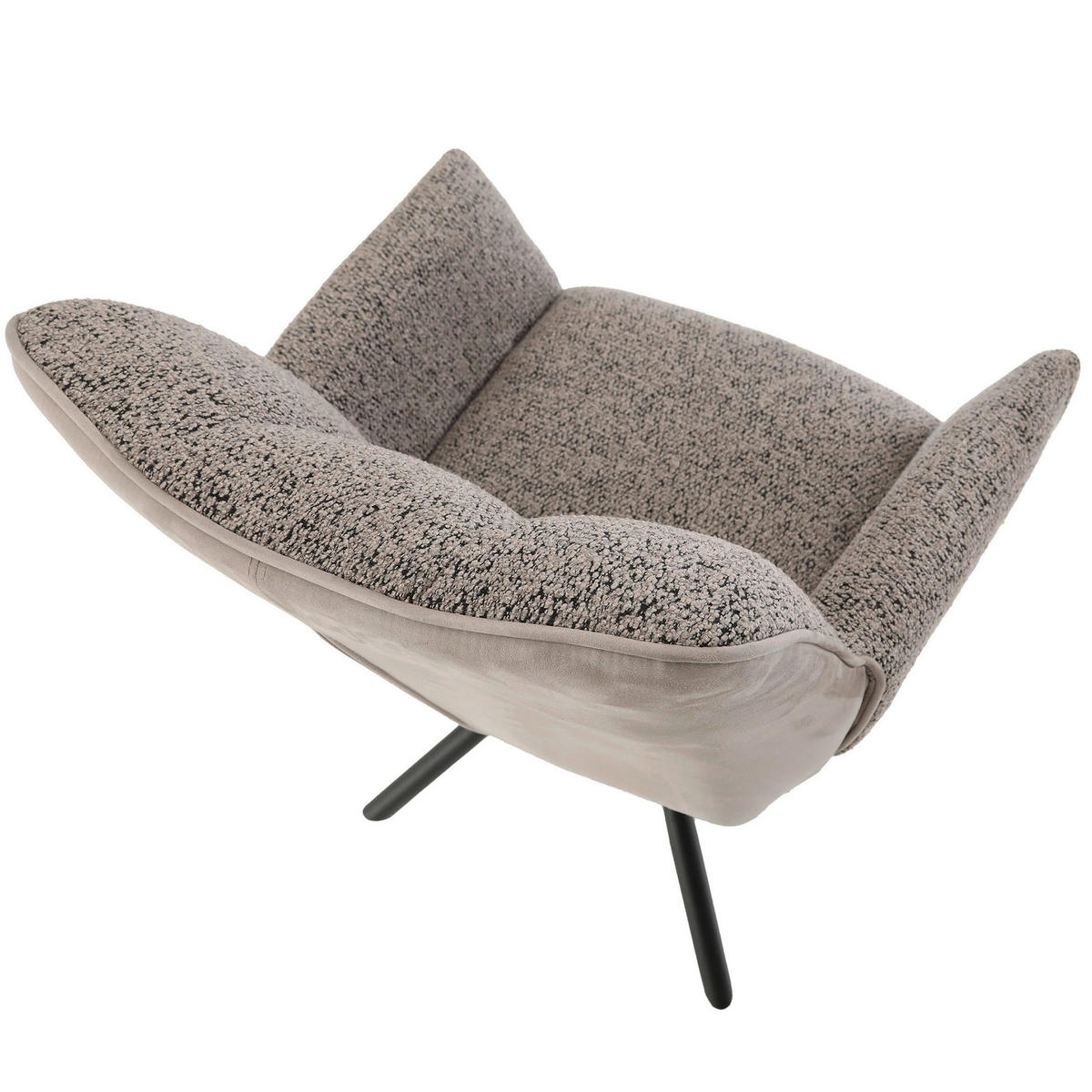 ARMLEHNSTUHL  Wippfunktion, Sitzfläche 360° drehbar, automatische Rückholfunktion Chenille, Mikrofaser  Taupe  - Taupe/Schwarz, Design, Textil/Metall (62/87/64cm) - Novel