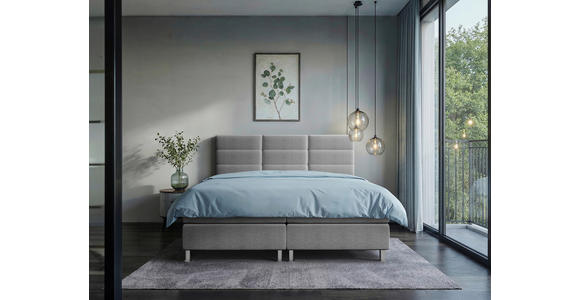 BOXBETT 180/200 cm  in Blau, Grau  - Chromfarben/Blau, KONVENTIONELL, Textil/Metall (180/200cm) - Carryhome