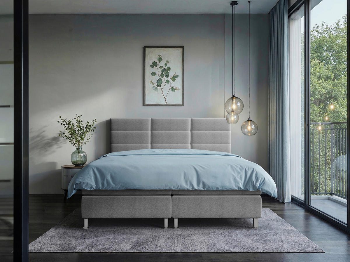 POSTELJA Z VZMETNICO 160 cm   x 200 cm  , tekstil modra, siva  - barve kroma/modra, Konvencionalno, kovina/tekstil (160/200cm) - Carryhome