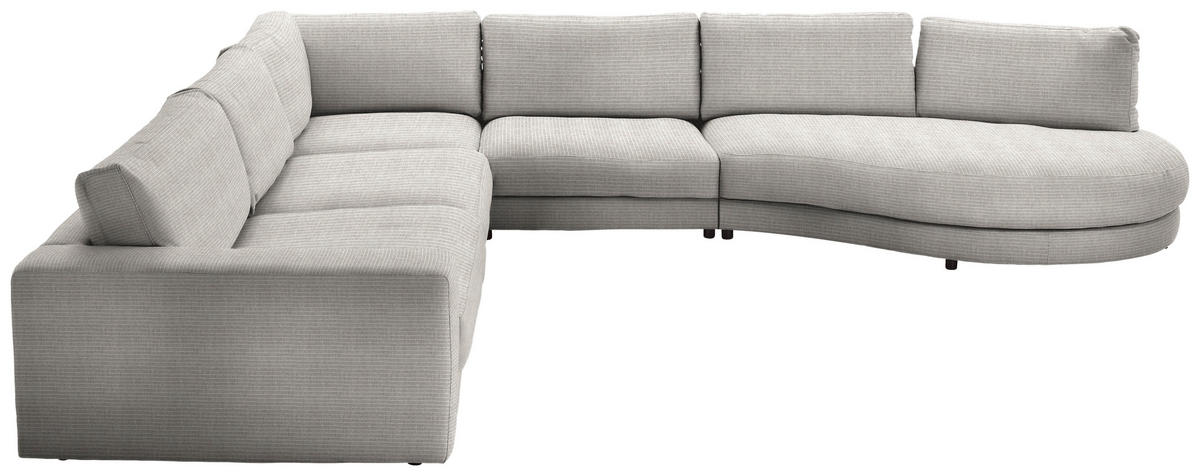 ECKSOFA in Chenille, Cord Hellgrau  - Hellgrau/Schwarz, Design, Kunststoff/Textil (365/425cm) - Lomoco
