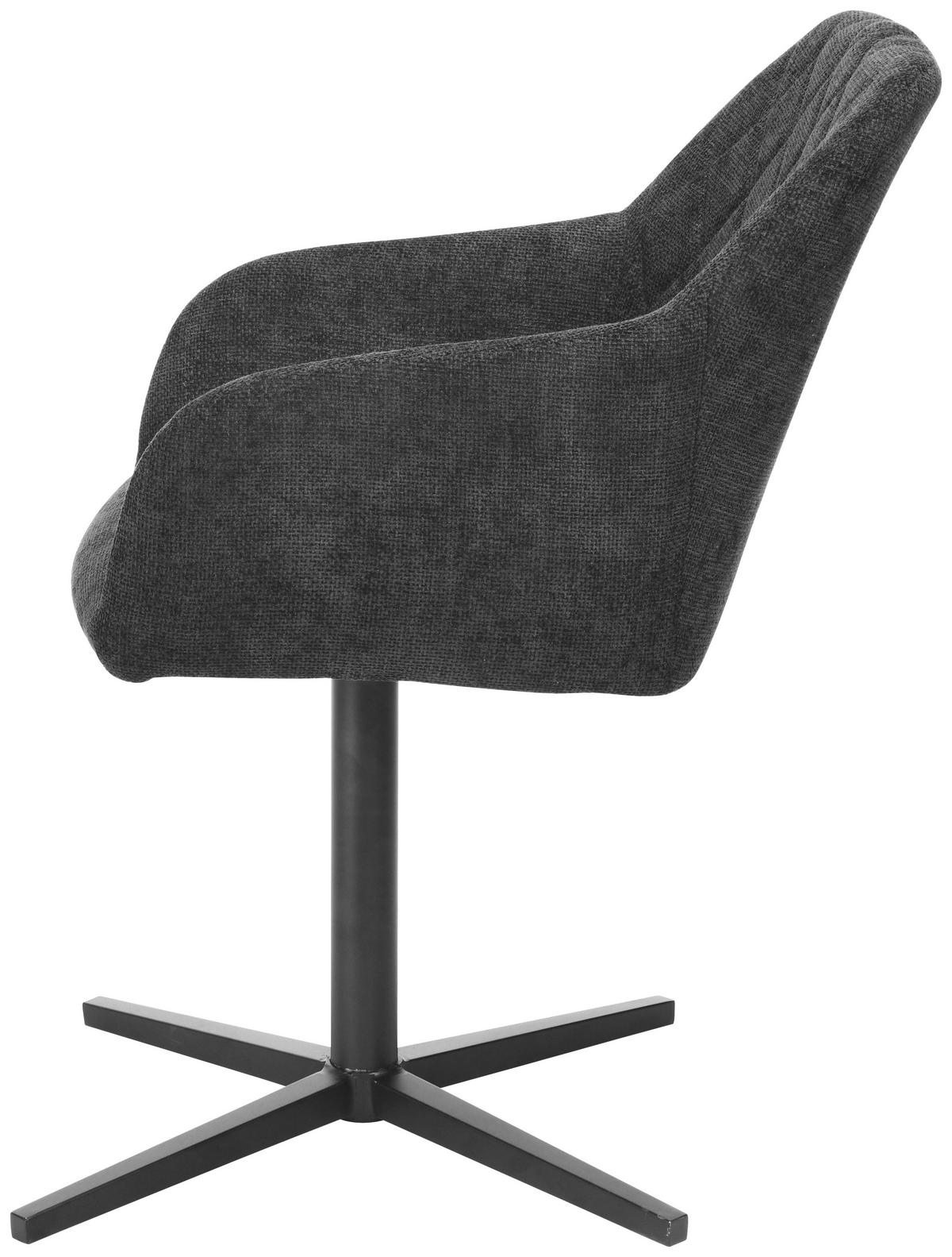 ŽIDLE S PODRUČKAMI, železo, vzhled lnu, černá - černá, Moderní, kov/dřevo (54/84/61cm) - Livetastic