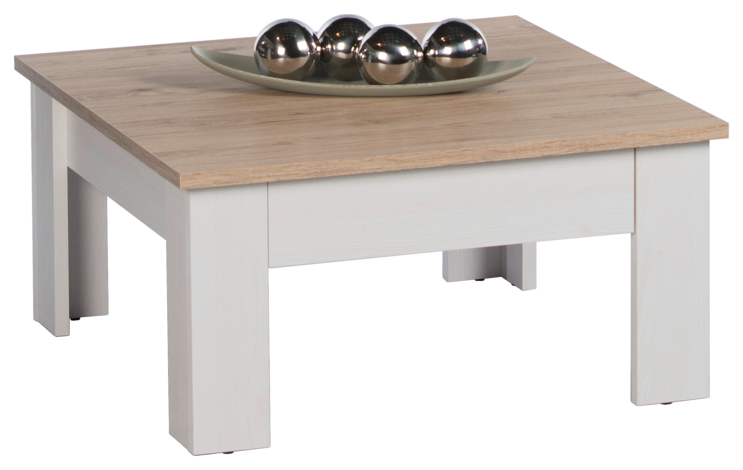COUCHTISCH Weiß, Eichefarben, Lärchefarben 78/78/40 cm  - Eichefarben/Lärchefarben, KONVENTIONELL (78/78/40cm) - Livetastic