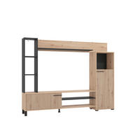 WOHNWAND  in Eiche Artisan  207,5/157,5/33 cm  - Schwarz/Eiche Artisan, KONVENTIONELL, Holzwerkstoff/Metall (207,5/157,5/33cm) - Carryhome