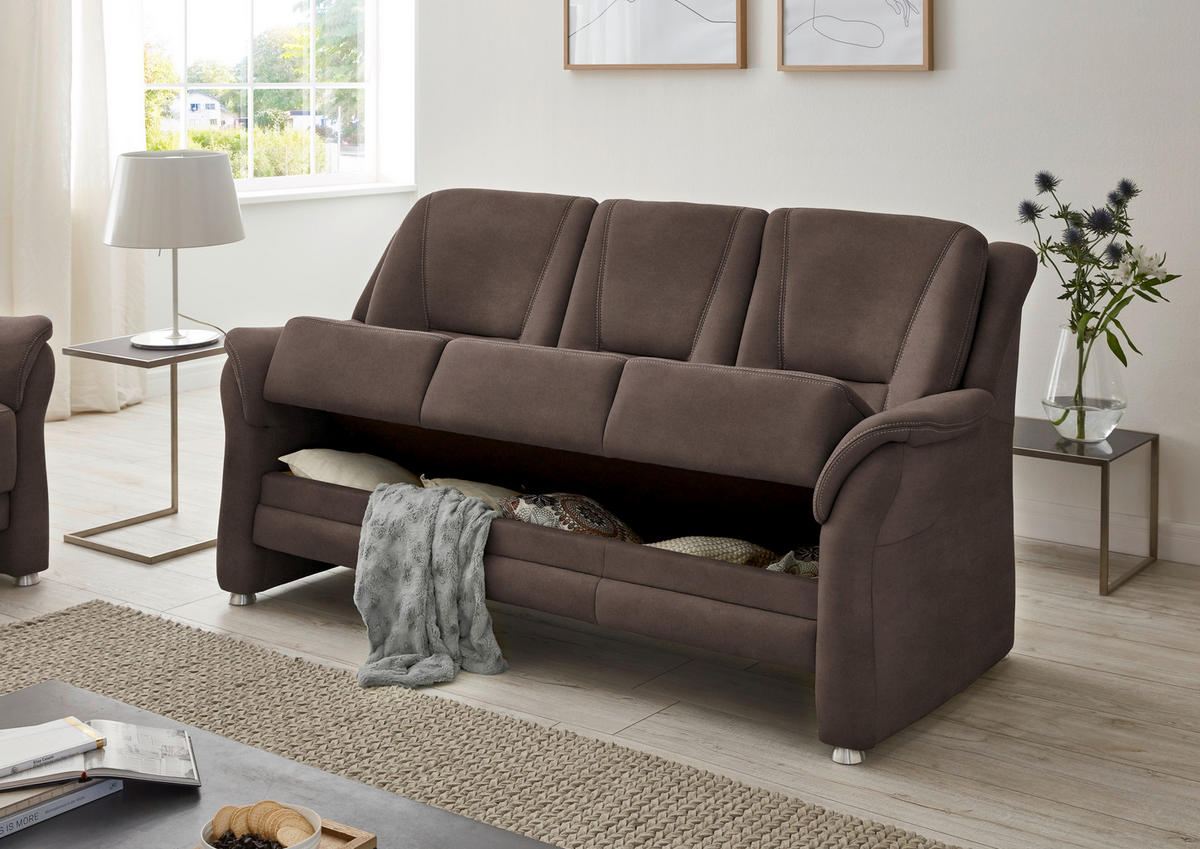 2,5-SITZER in Mikrofaser Graubraun  - Graubraun/Beige, Konventionell, Textil/Metall (172/100/89cm) - Beldomo Comfort