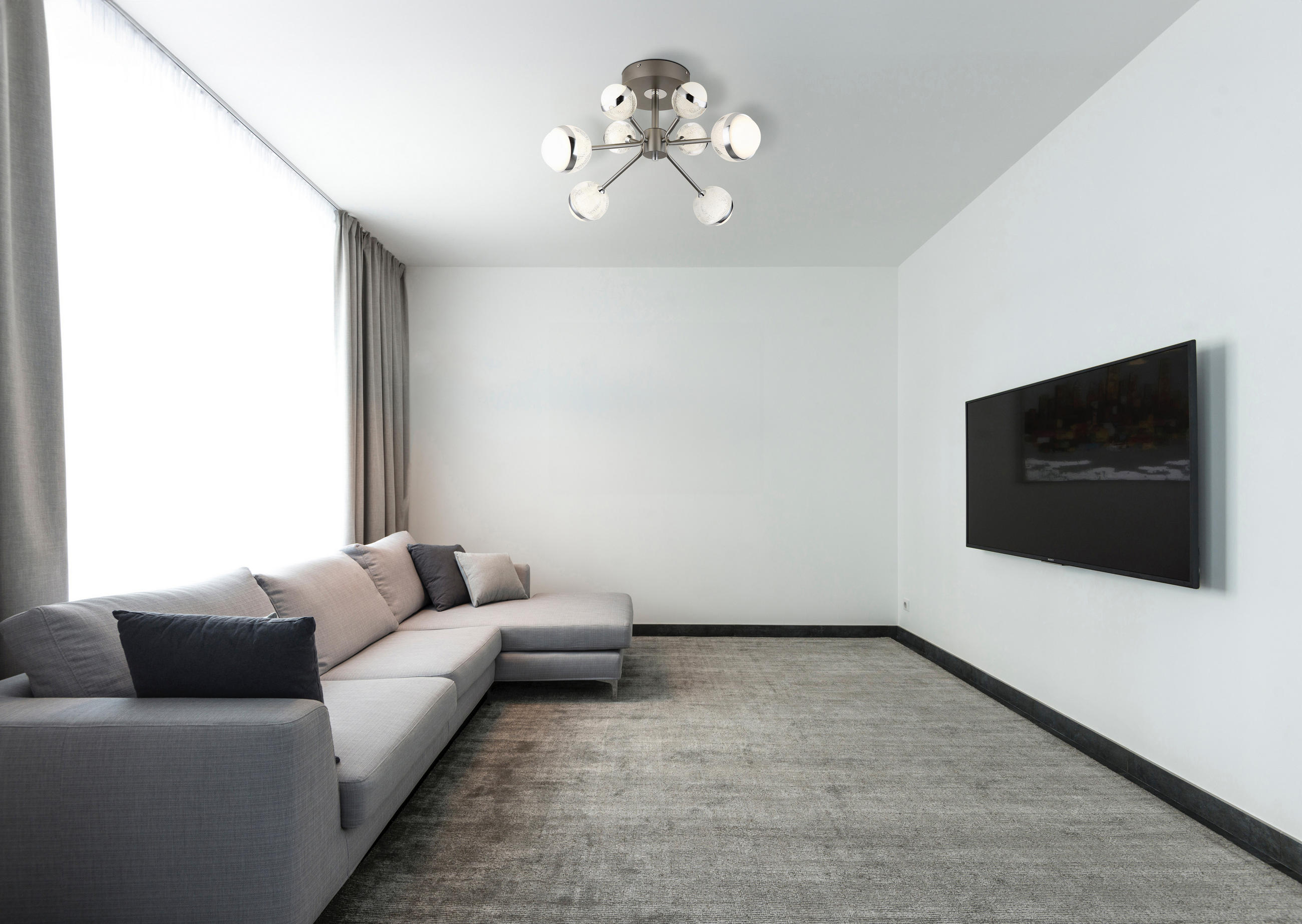 LED-DECKENLEUCHTE 56 W 61/29 cm - Klar/Titanfarben, Konventionell, Kunststoff/Metall (61/29cm) - Globo