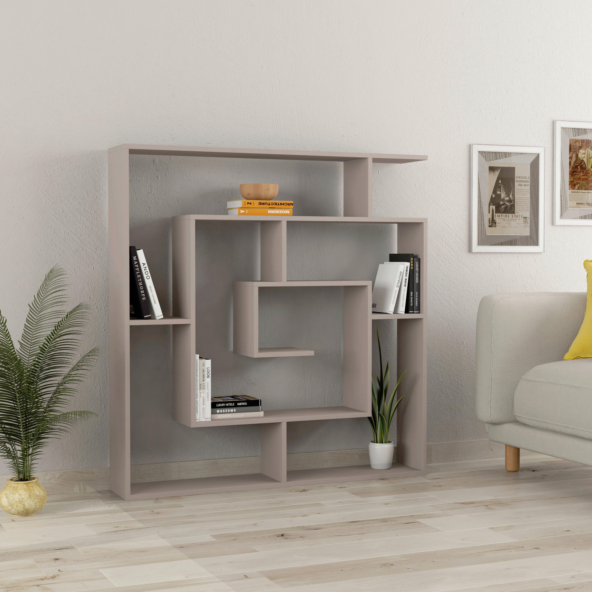 BOKHYLLA i 125/129/22 cm mocca  - mocca, Design, trämaterial (125/129/22cm) - Livetastic