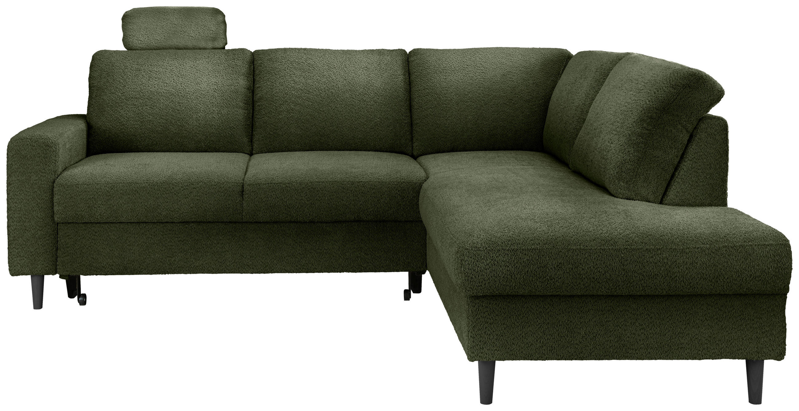 ECKSCHLAFSOFA in Dunkelgrün Textil   - Dunkelgrün/Schwarz, Modern, Holz/Textil (242/200cm) - Livetastic