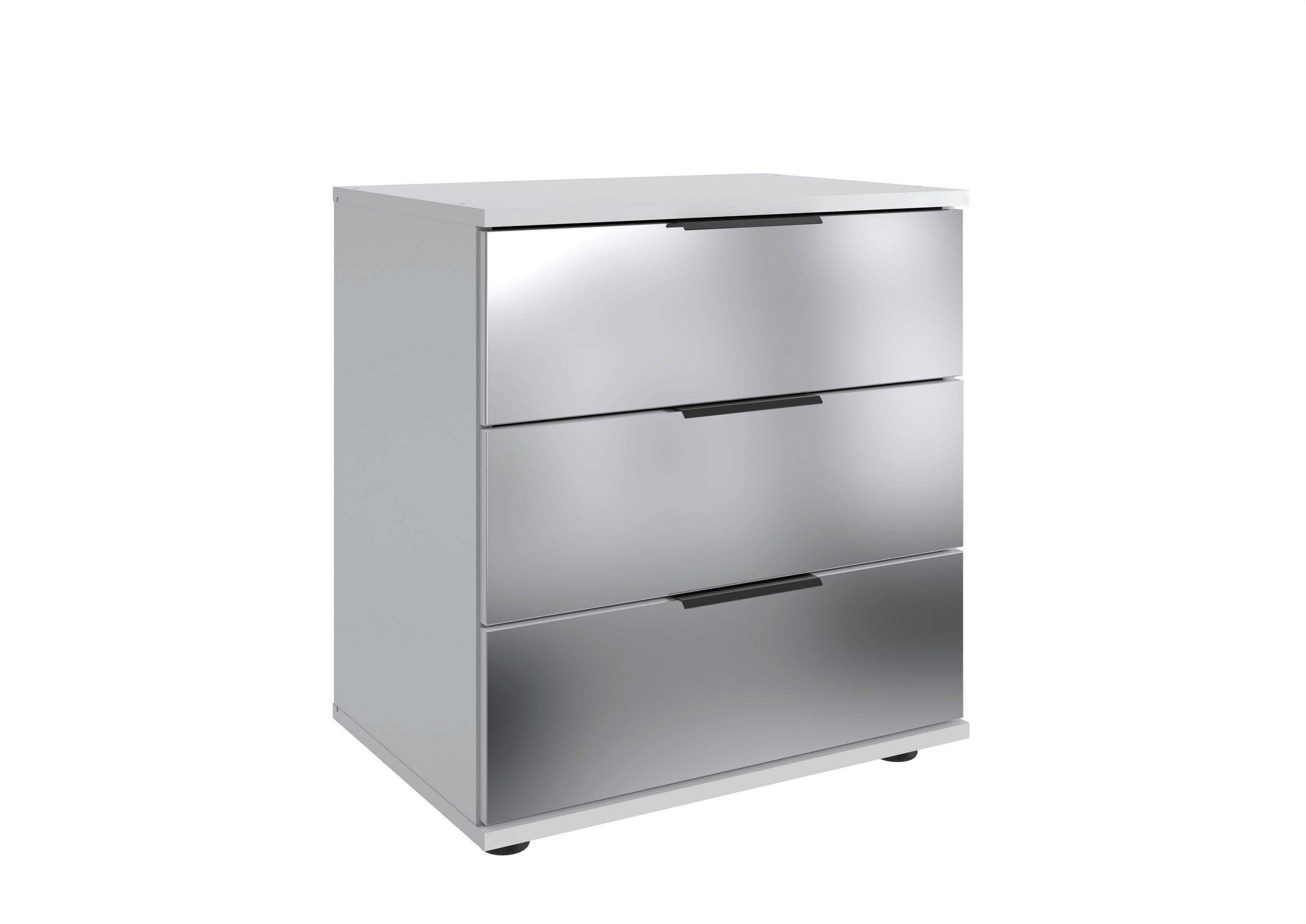 Noptieră, 52/58/38 cm, alb - alb/negru, Modern, sticlă/metal (52/58/38cm) - Novel