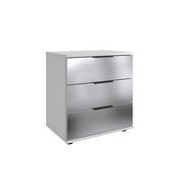 Noptieră, 52/58/38 cm, alb - alb/negru, Modern, sticlă/metal (52/58/38cm) - Novel