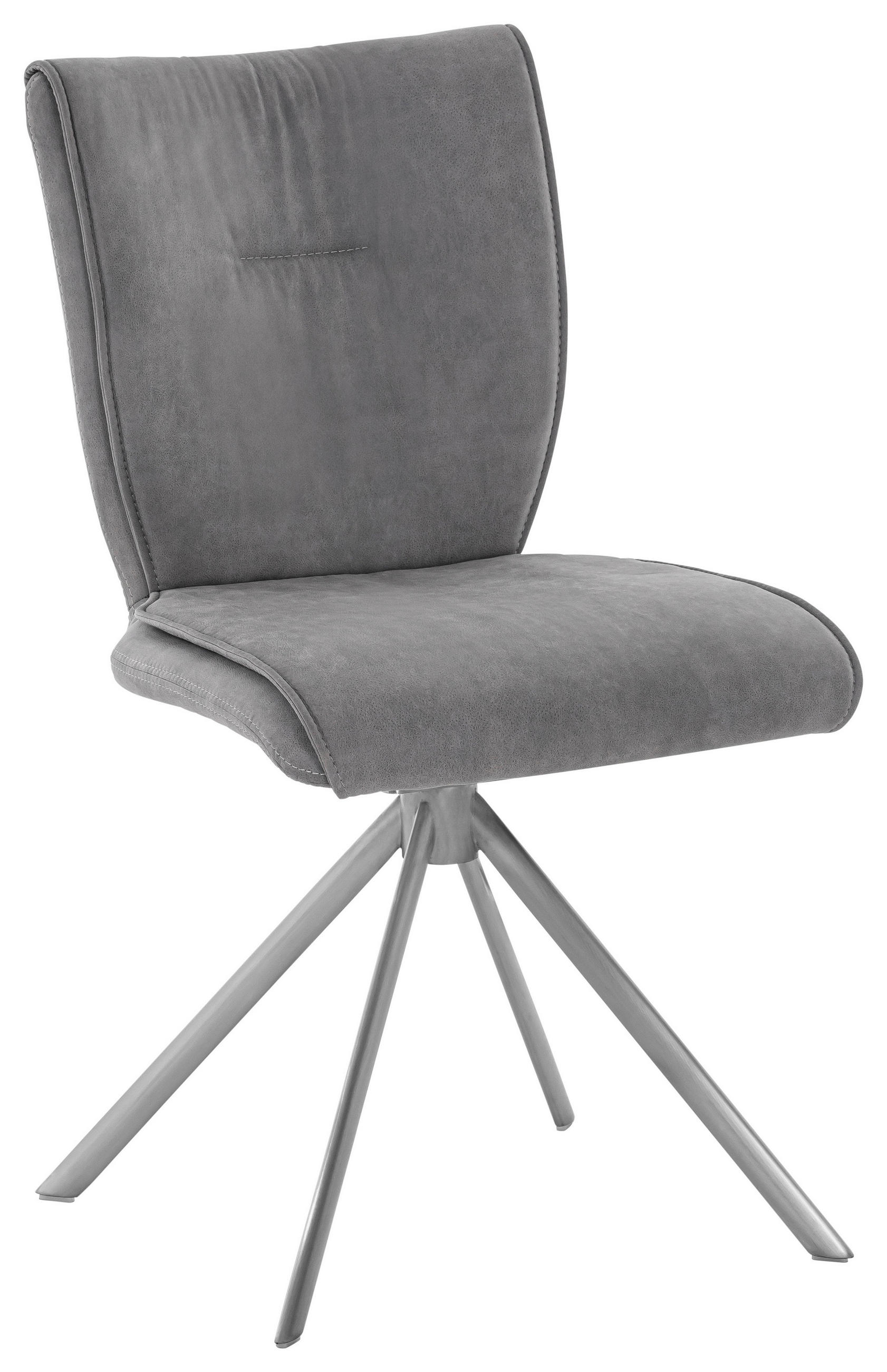 STUHL Lederlook, Velours, Mikrofaser Grau, Edelstahlfarben  - Edelstahlfarben/Grau, Design, Textil/Metall (50/89/61cm) - Dieter Knoll