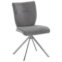 STUHL Lederlook, Velours, Mikrofaser Grau, Edelstahlfarben  - Edelstahlfarben/Grau, Design, Textil/Metall (50/89/61cm) - Dieter Knoll