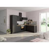 ECKKÜCHE 270/200 cm  in Anthrazit  - Edelstahlfarben/Eichefarben, Basics, Holzwerkstoff/Metall (270/200cm) - Optifit