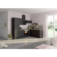 ECKKÜCHE 270/200 cm  in Anthrazit  - Edelstahlfarben/Eichefarben, Basics, Holzwerkstoff/Metall (270/200cm) - Optifit