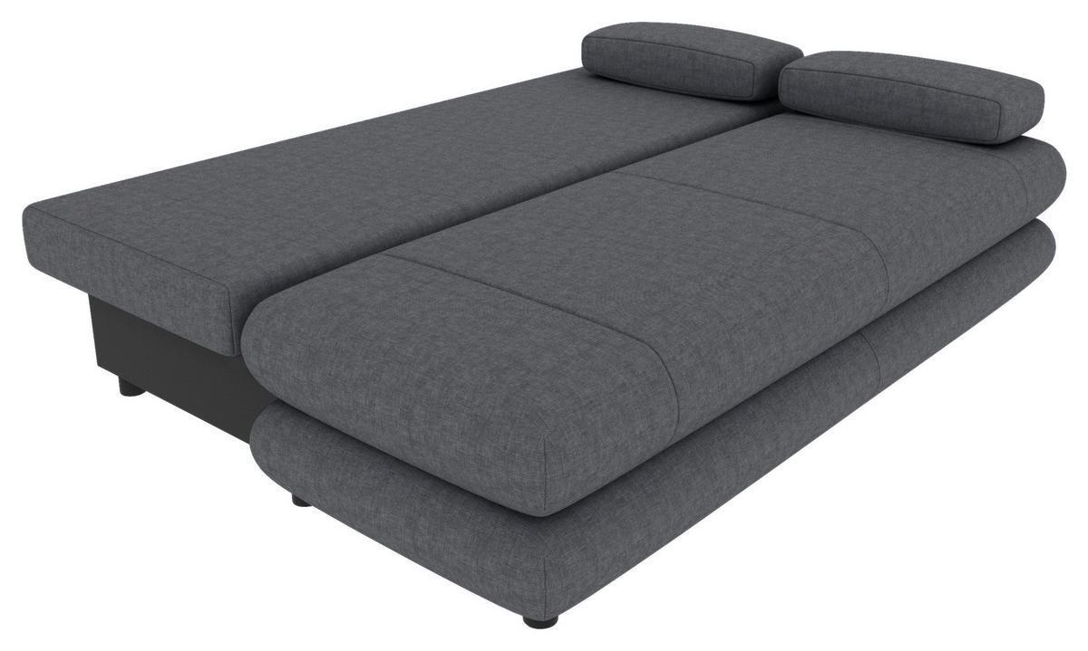 SCHLAFSOFA  mit Liegefunktion, Rücken echt Mikrofaser Dunkelgrau  - Dunkelgrau/Schwarz, KONVENTIONELL, Kunststoff/Textil (212/93/90cm) - Carryhome