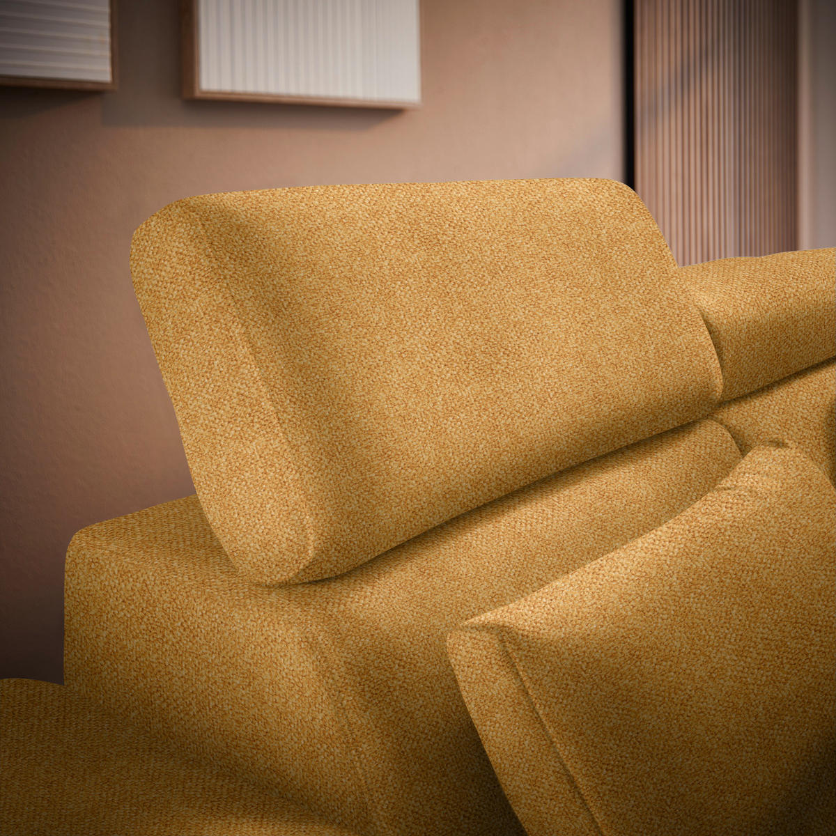 ECKSOFA in Velours Currygelb  299/264 cm  - Currygelb/Schwarz, Design, Textil/Metall (299/264cm) - Novel