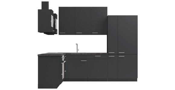 ECKKÜCHE 225/275 cm  in Dunkelgrau  - Edelstahlfarben/Dunkelgrau, Design, Holzwerkstoff/Metall (225/275cm) - Xora