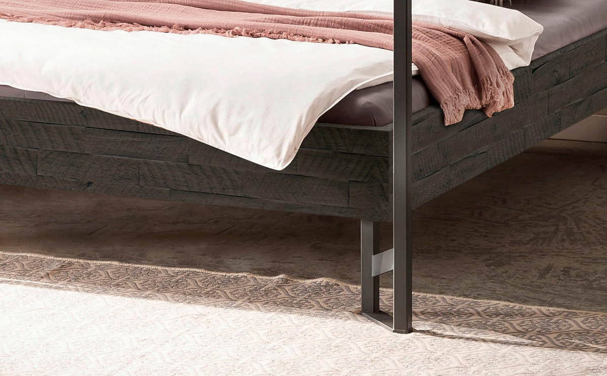 HIMMELBETT 140/200 cm  in Anthrazit, Grau, Akaziefarben   - Anthrazit/Grau, Design, Holz/Textil (140/200cm) - Hasena