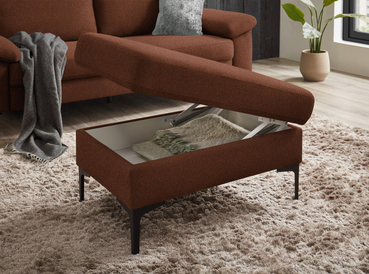 2,5-SITZER in Flachgewebe Rostfarben  - Rostfarben/Schwarz, Design, Textil/Metall (206/86/97cm) - Pure Home Lifestyle