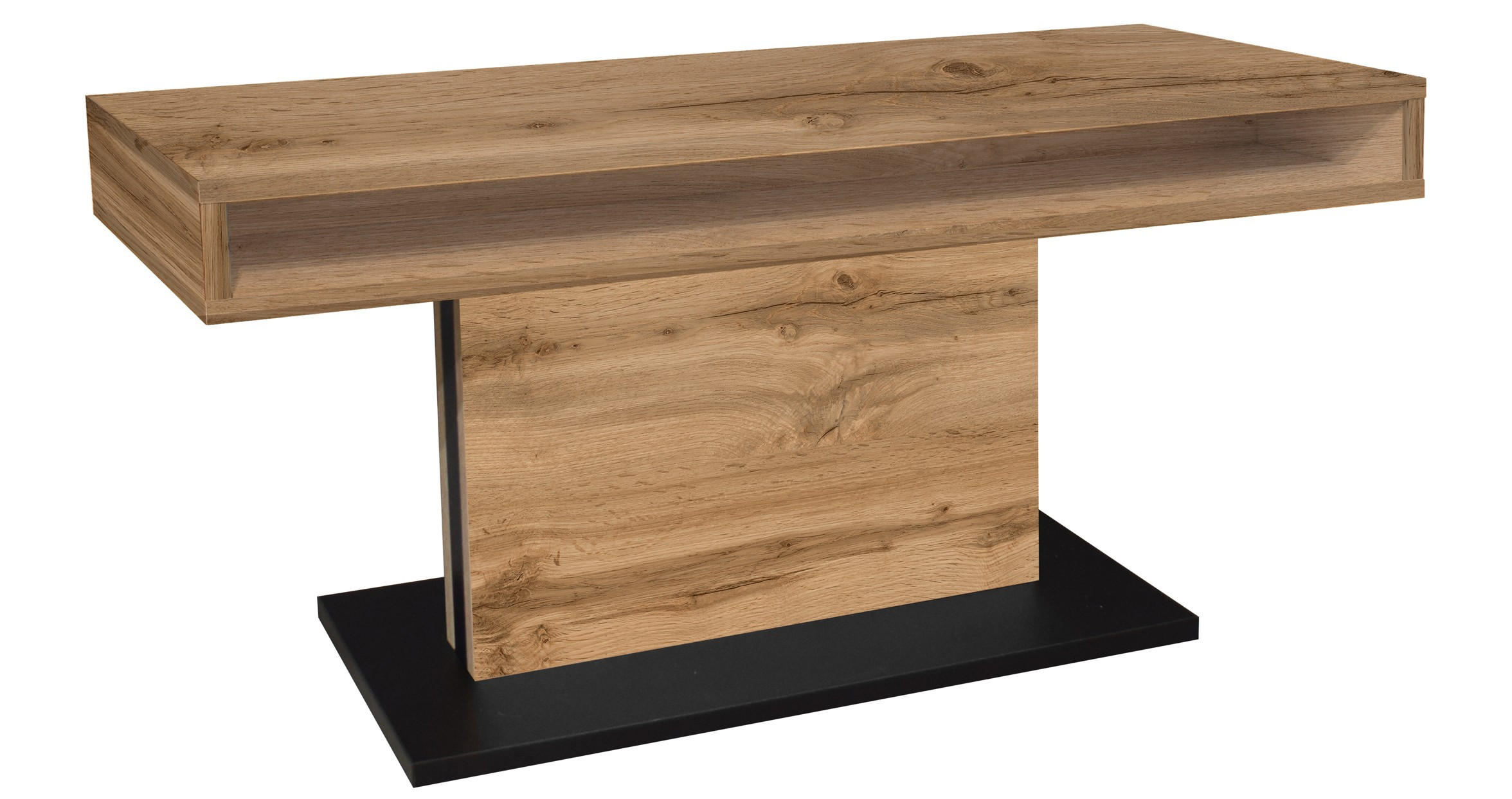 COUCHTISCH Lift Couchtisch rechteckig Schwarz, Eiche Wotan  - Eiche Wotan/Schwarz, Design, Holzwerkstoff/Metall (110/58-77/60cm) - MID.YOU