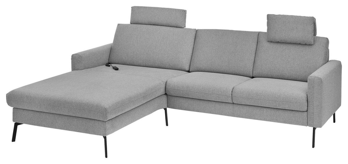 ECKSOFA Grau Flachgewebe  - Schwarz/Grau, Design, Textil/Metall (187/270cm) - Musterring