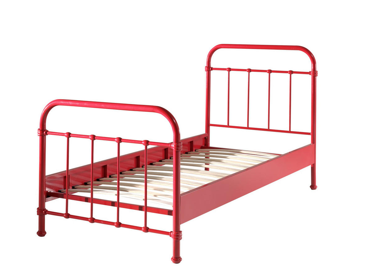 KINDER-/JUNIORBETT 90/200 cm  in Rot  - Rot, ROMANTIK / LANDHAUS, Metall (90/200cm) - MID.YOU