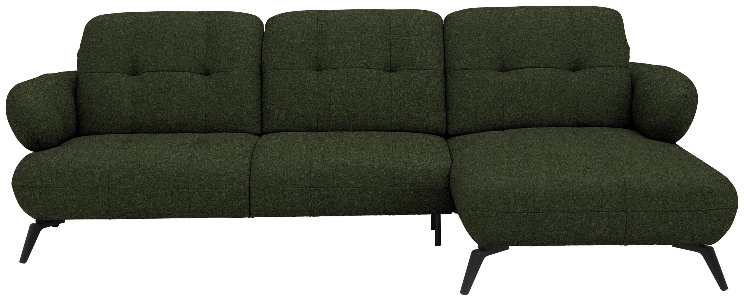 ECKSOFA  Chenille Grün  - Schwarz/Grün, Design, Textil/Metall (282/189cm) - Novel
