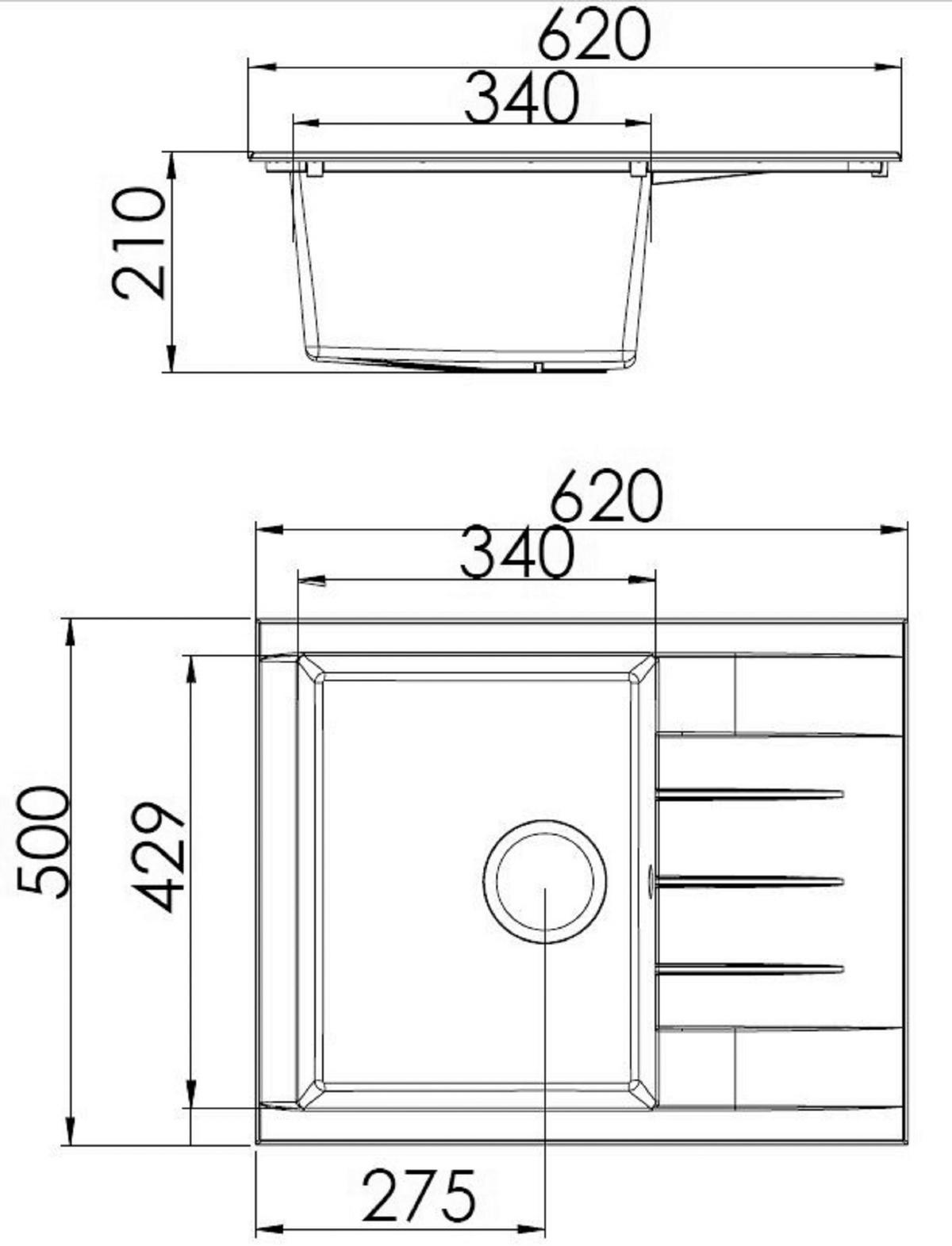 DISKHO 175000000183  - grå, Basics, glas/plast (62/21/50cm) - Respekta