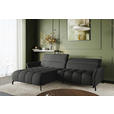 ECKSOFA Anthrazit Flachgewebe Rücken echt, Kopfteilverstellung, Sitztiefenverstellung  - Anthrazit/Schwarz, KONVENTIONELL, Textil/Metall (175/272cm) - Carryhome
