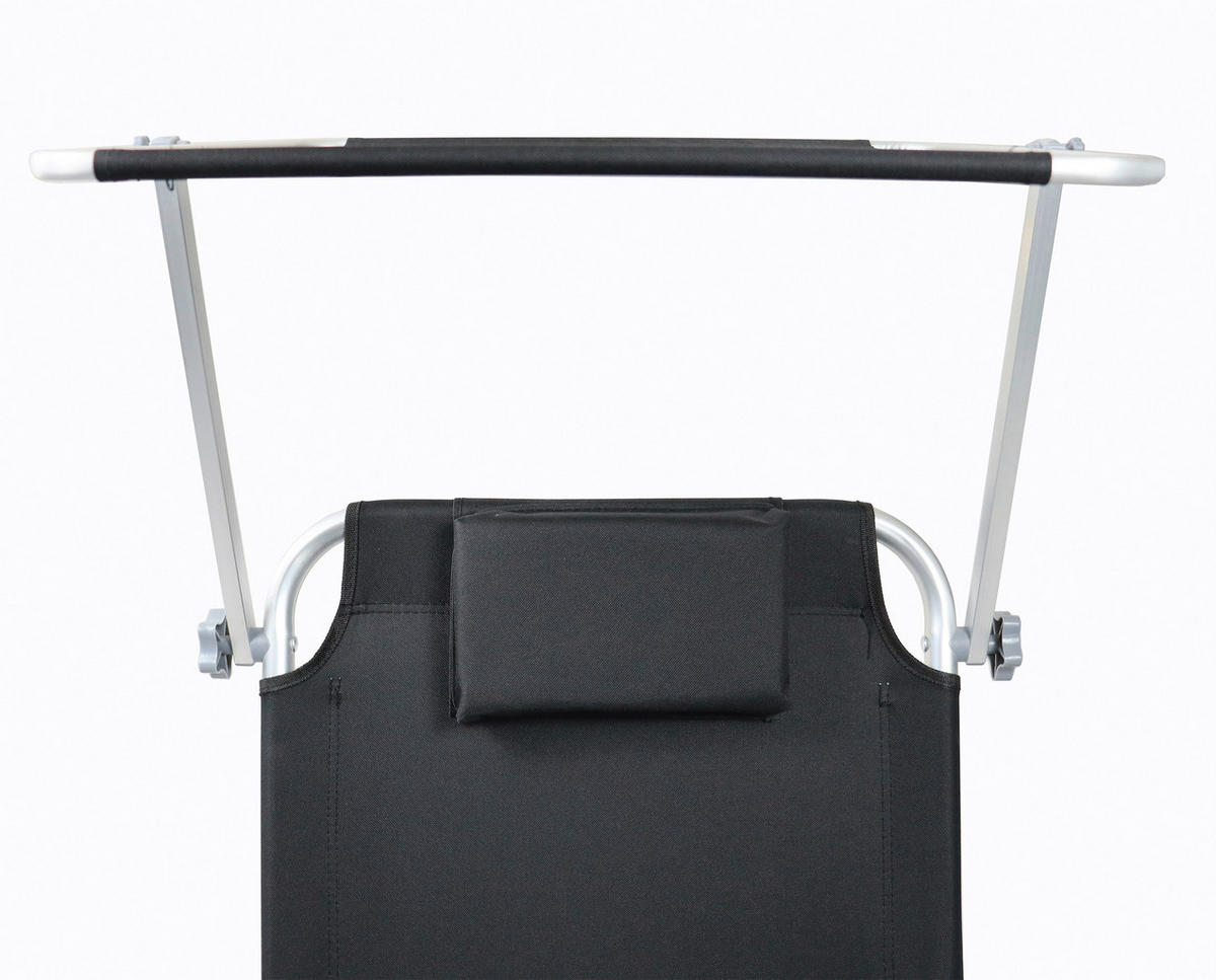 GARTENLIEGE 165/16/65 cm  - Schwarz, Basics, Textil/Metall (165/16/65cm) - MID.YOU