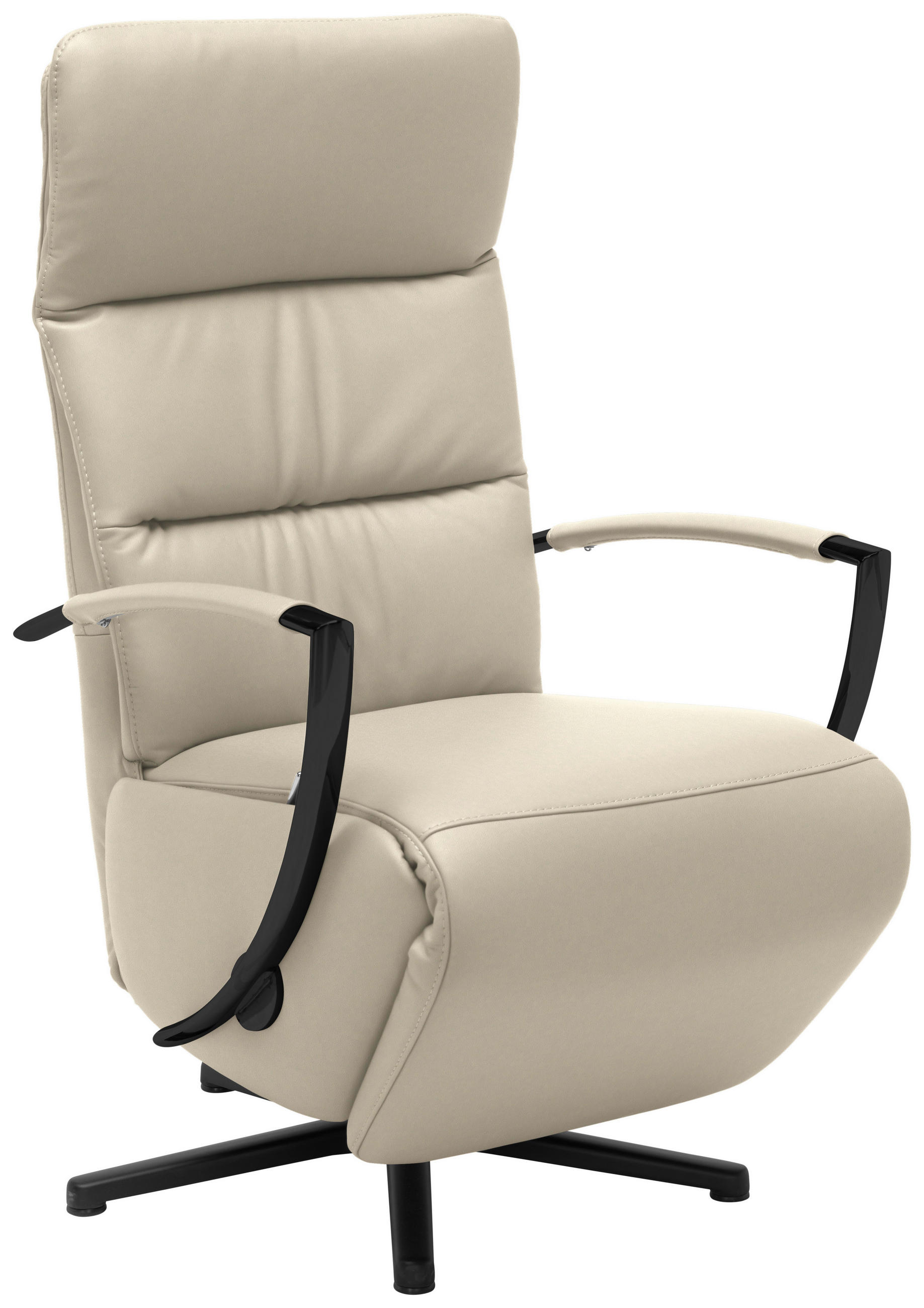 RELAXSESSEL in Leder Creme  - Creme/Schwarz, Design, Leder/Metall (64/112/80cm) - Cantus