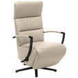 RELAXSESSEL in Leder Creme - Creme/Schwarz, Design, Leder/Metall (64/112/80cm) - Cantus