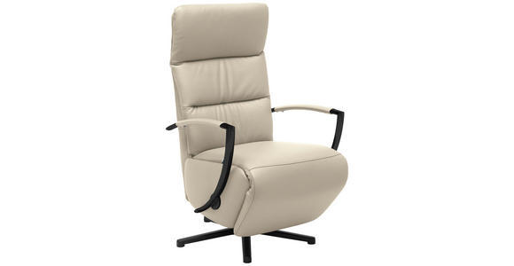 RELAXSESSEL in Leder Creme - Creme/Schwarz, Design, Leder/Metall (64/112/80cm) - Cantus
