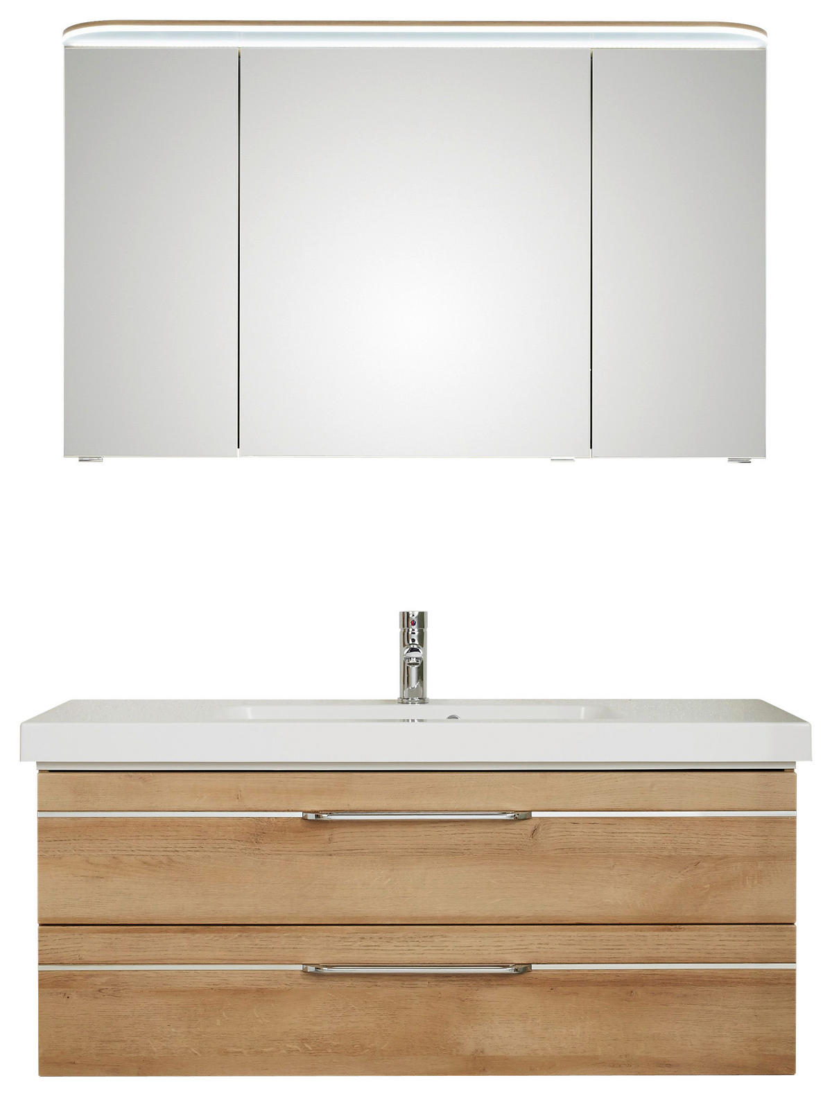 BADEZIMMER  in 123 cm  - Chromfarben/Eichefarben, KONVENTIONELL, Glas/Holzwerkstoff (123cm) - Pelipal