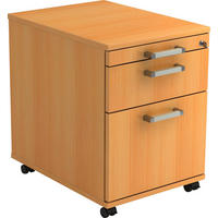 ROLLCONTAINER Buchefarben  - Chromfarben/Buchefarben, KONVENTIONELL, Holzwerkstoff/Kunststoff (42,8/59/58cm) - Venda