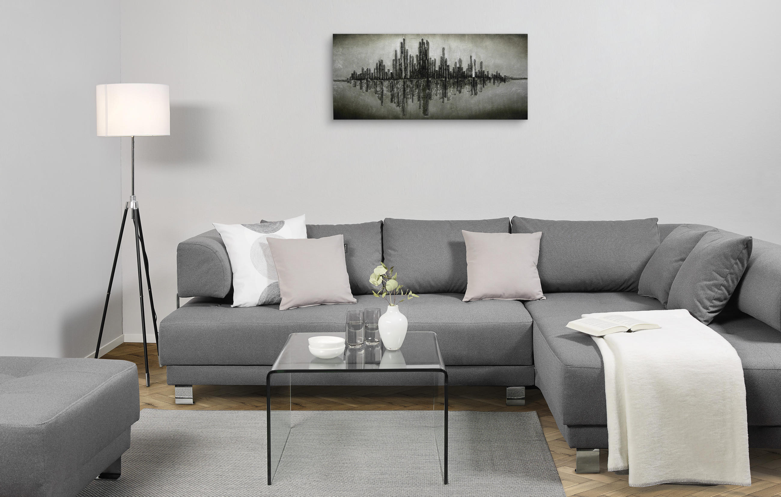 OLJNA SLIKA  120/55 cm   - srebrne barve/rjava, Basics, les (120/55cm) - Monee